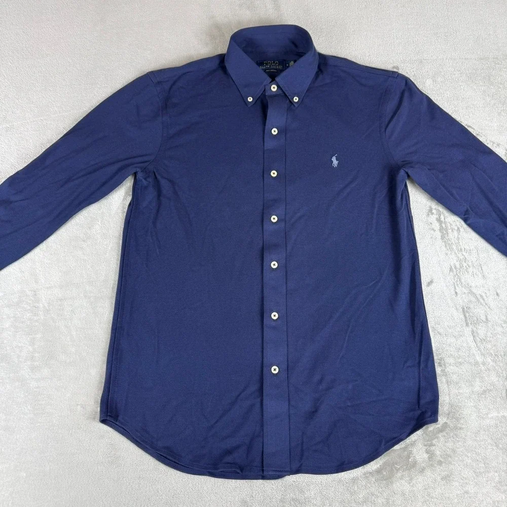 Polo Ralph Lauren Knit Oxford Button-Down Shirt Mens Medium Navy Blue New NWT